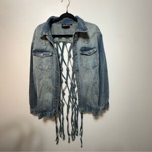 Absence of Colour Jean jacket Braided back cut out